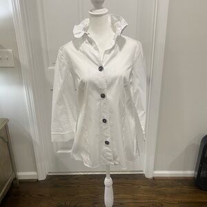 Women's White Button-Up Top Ming Wang XS